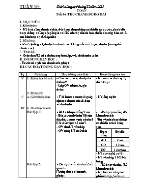 Giáo án Toán lớp 3 - Tiết 46 đến 50 - Năm học 2015-2016